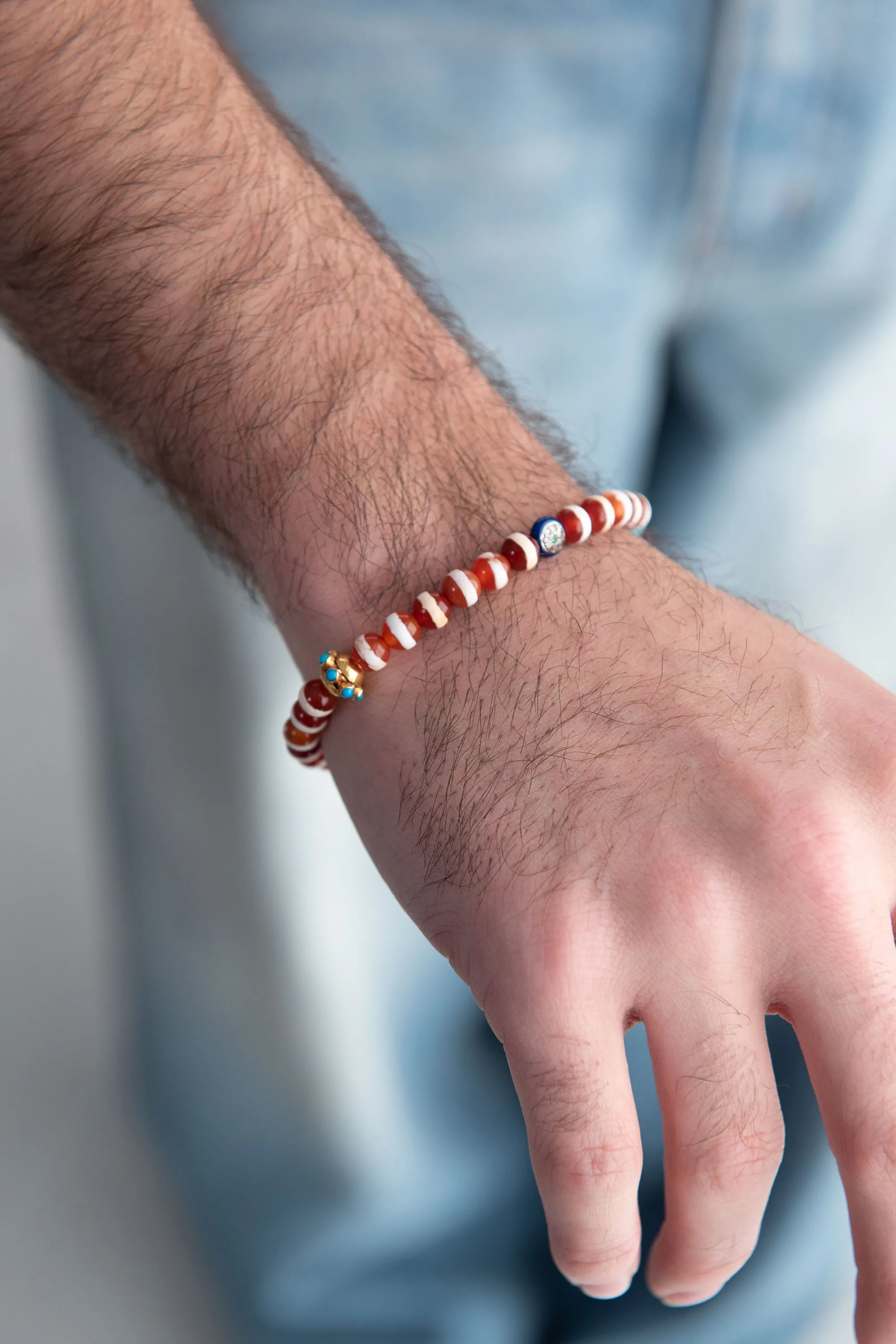 Stripe Bracelet, Brown Agate