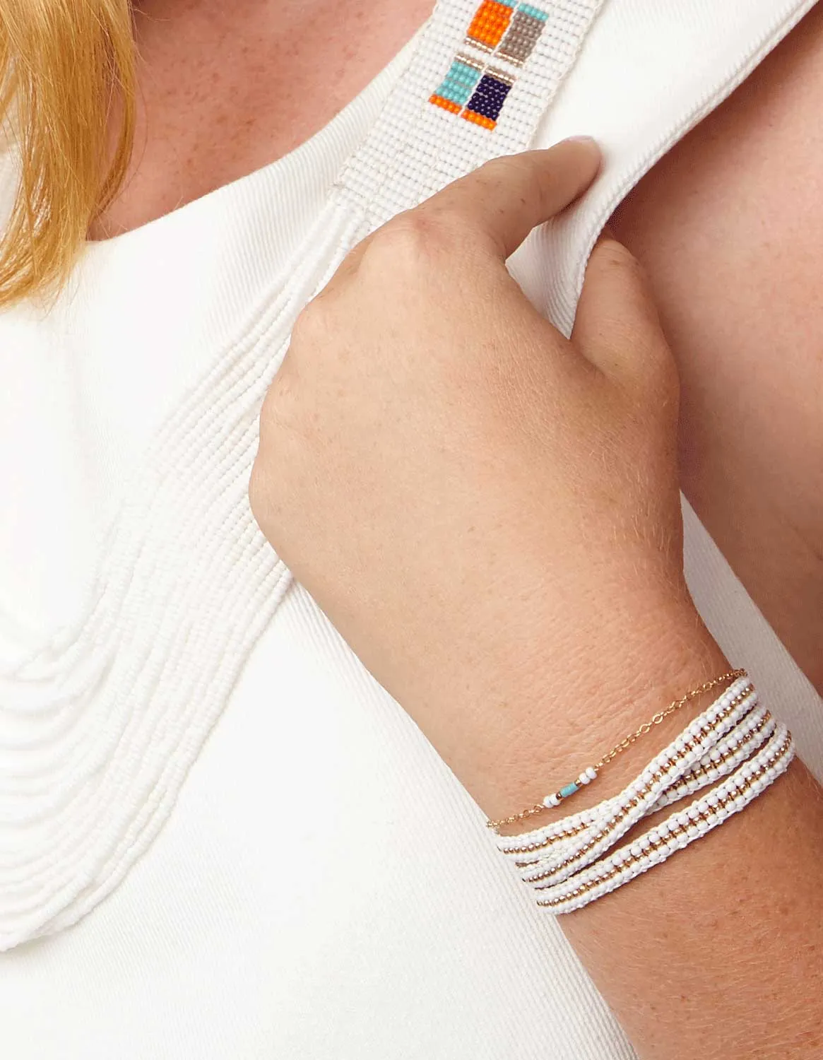 Stripe Warrior Wrap Bracelet - WHITE/GOLD