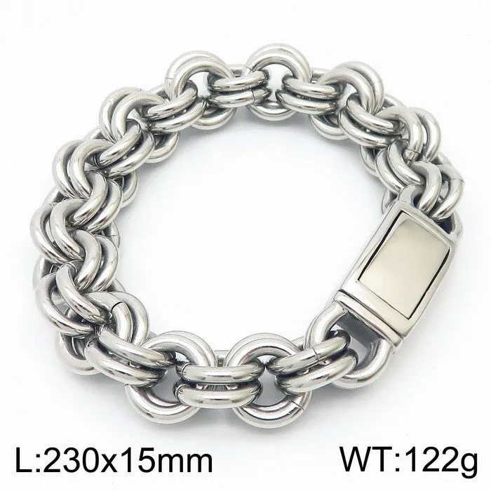 Stylish Titanium Steel O-Chain Bracelet for Men - Trendy Hip-Hop Design, Non-Fading Finish