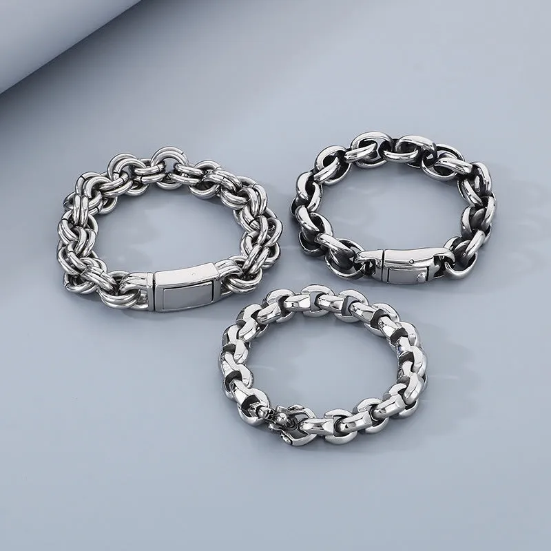 Stylish Titanium Steel O-Chain Bracelet for Men - Trendy Hip-Hop Design, Non-Fading Finish