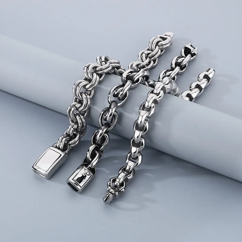 Stylish Titanium Steel O-Chain Bracelet for Men - Trendy Hip-Hop Design, Non-Fading Finish