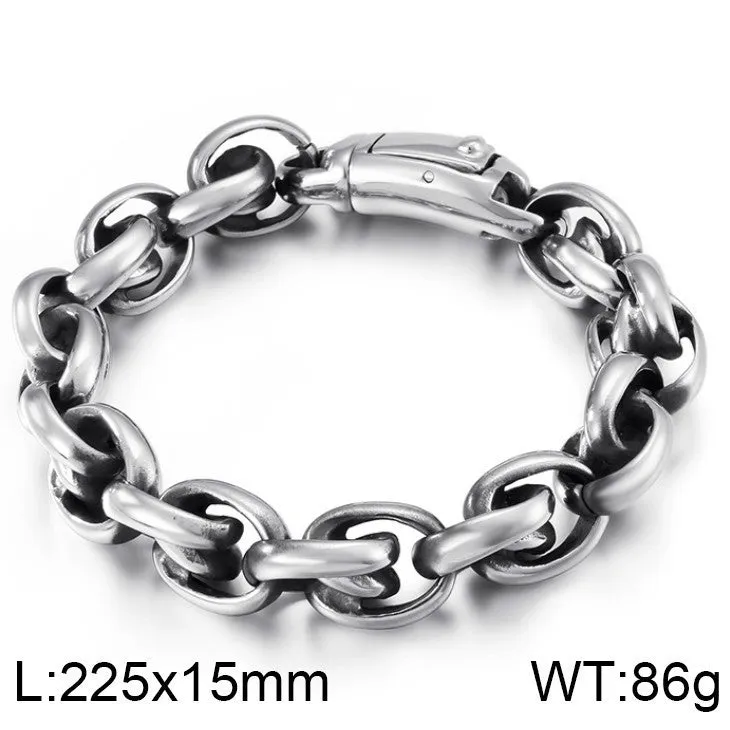 Stylish Titanium Steel O-Chain Bracelet for Men - Trendy Hip-Hop Design, Non-Fading Finish