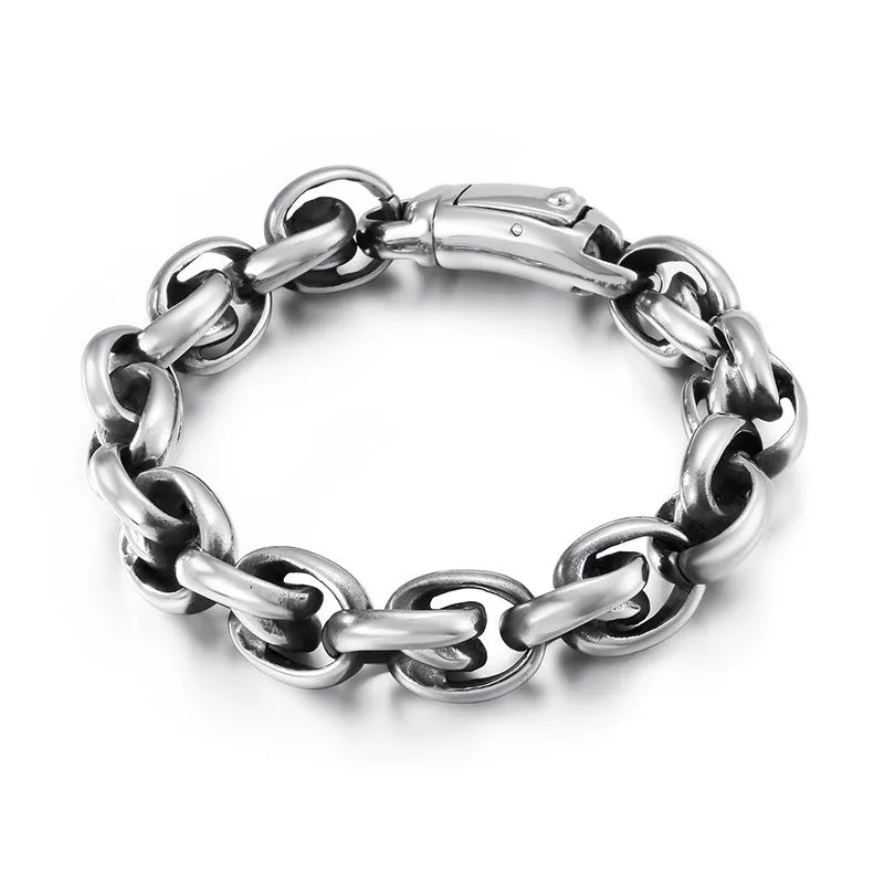 Stylish Titanium Steel O-Chain Bracelet for Men - Trendy Hip-Hop Design, Non-Fading Finish