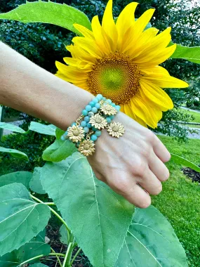 Sunflower Charm Beaded Bracelet