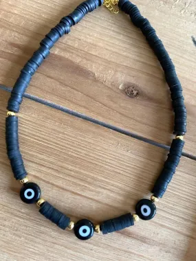 Surf Black with evil eye choker