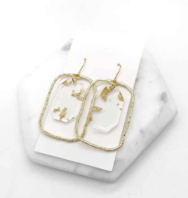 TEEK - Gold Flake Acrylic Chandelier Earrings