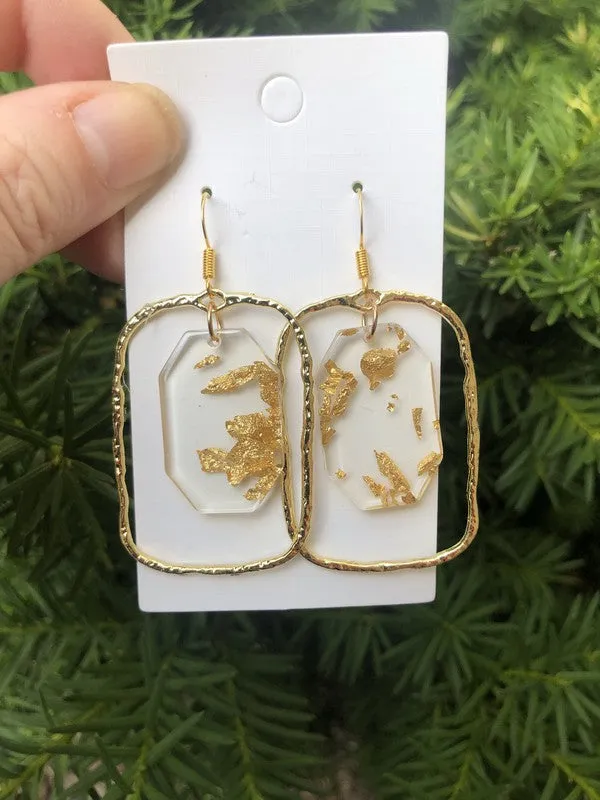 TEEK - Gold Flake Acrylic Chandelier Earrings