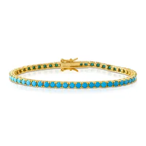 TENNIS BRACELET TURQUOISE, GOLD BR