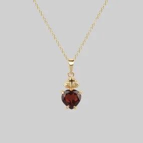 The Sacred Heart Garnet Necklace - Gold