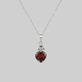 The Sacred Heart Garnet Necklace - Silver