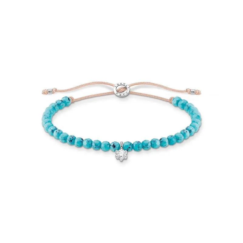 Thomas Sabo Bracelet turquoise pearls with white stone