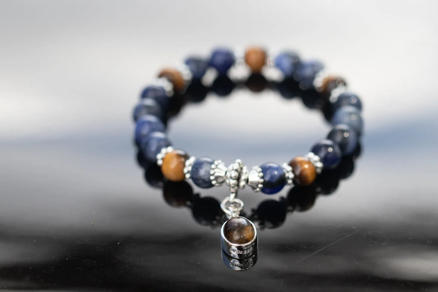 Tiger Eye and Sodalite Healing Bracelet with Cremation Ashes