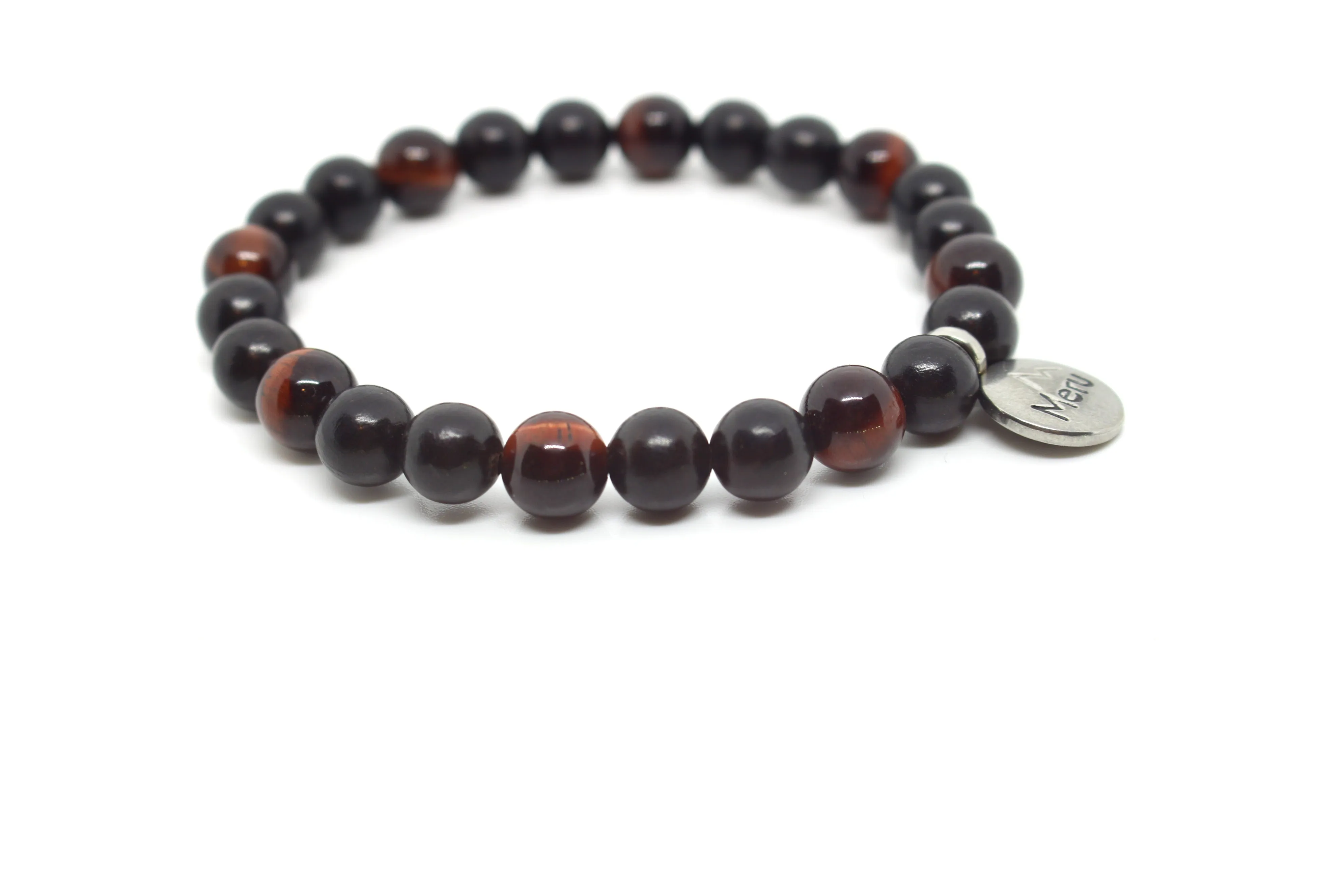 Tiger's Eye Red & Black Sandalwood Wrap Bracelet for Men