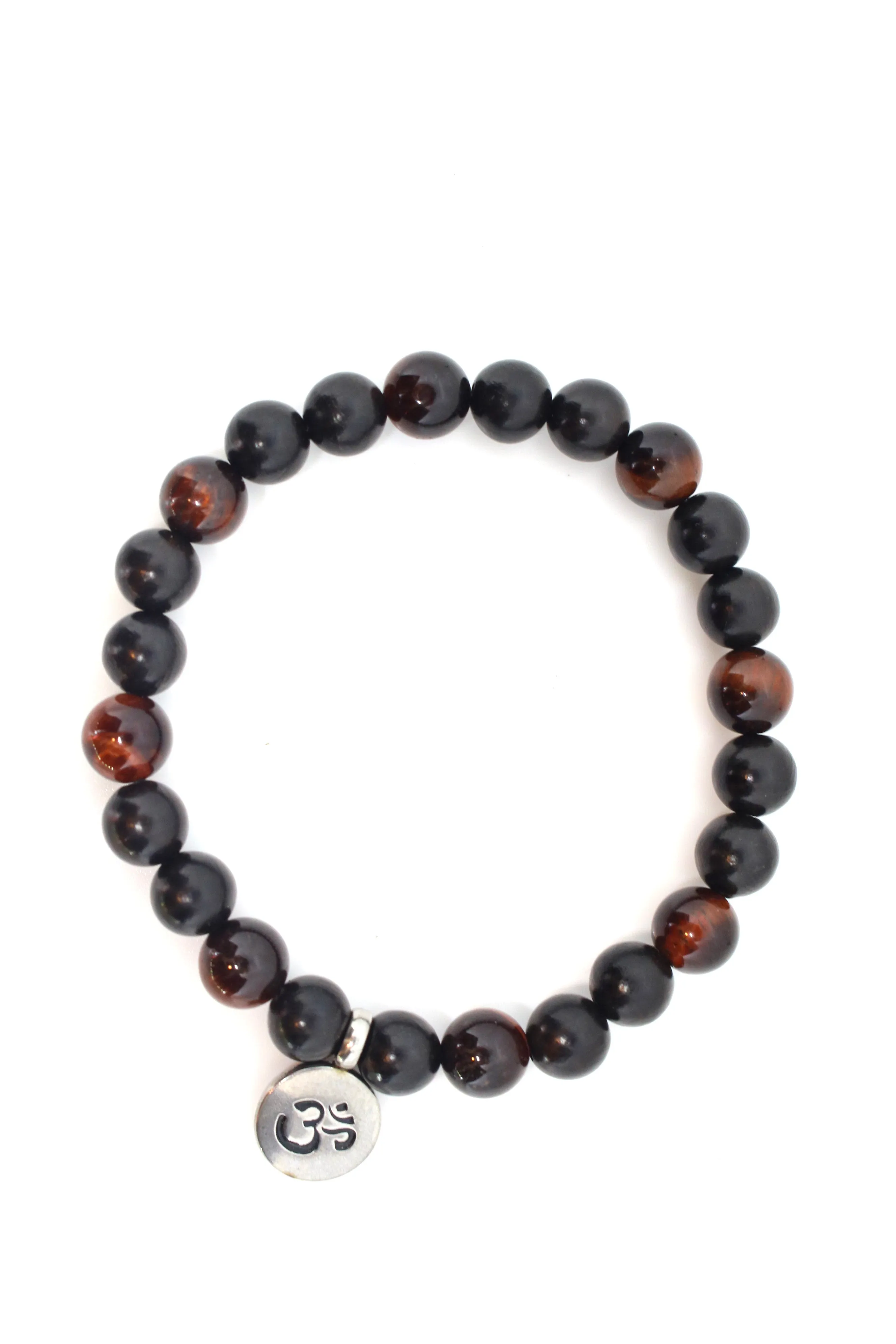 Tiger's Eye Red & Black Sandalwood Wrap Bracelet for Men