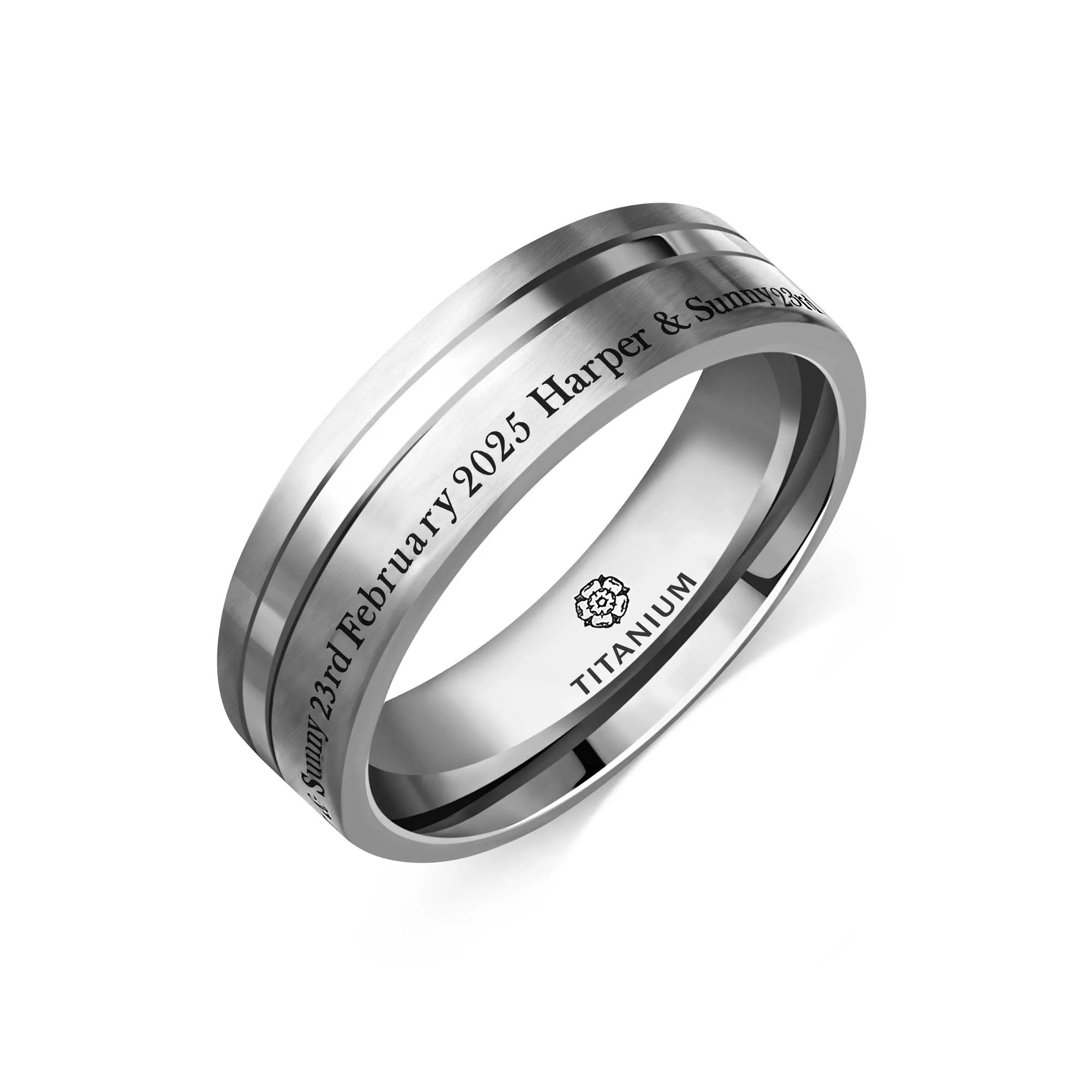 Titanium Flat Court 360 Engravable Ring