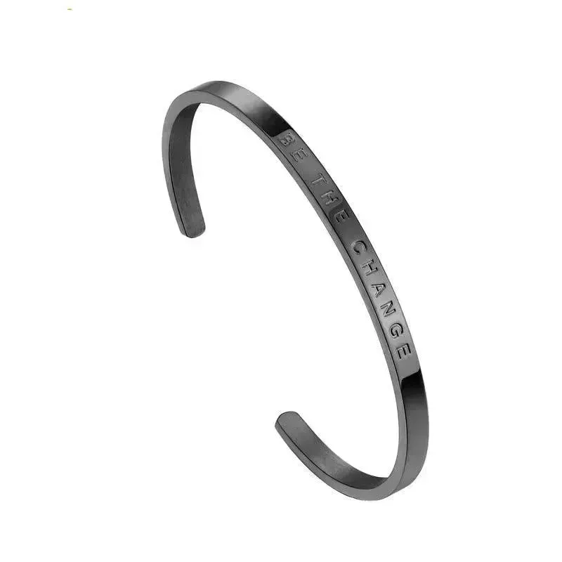 Titanium Steel Open-end Engraved  Fashion Bracelet for Women