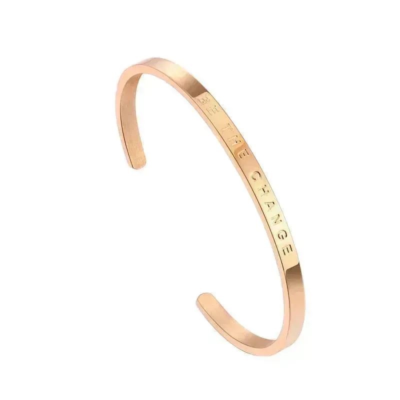 Titanium Steel Open-end Engraved  Fashion Bracelet for Women