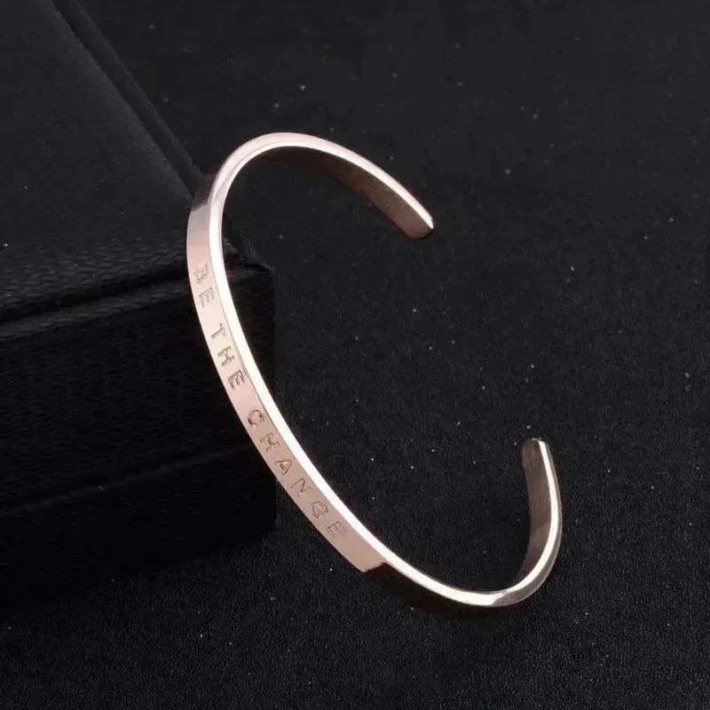 Titanium Steel Open-end Engraved  Fashion Bracelet for Women