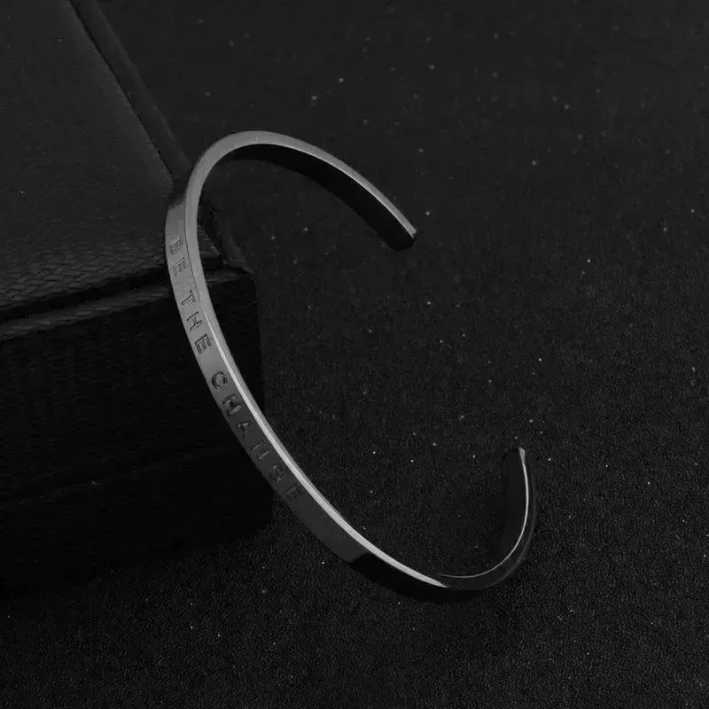 Titanium Steel Open-end Engraved  Fashion Bracelet for Women