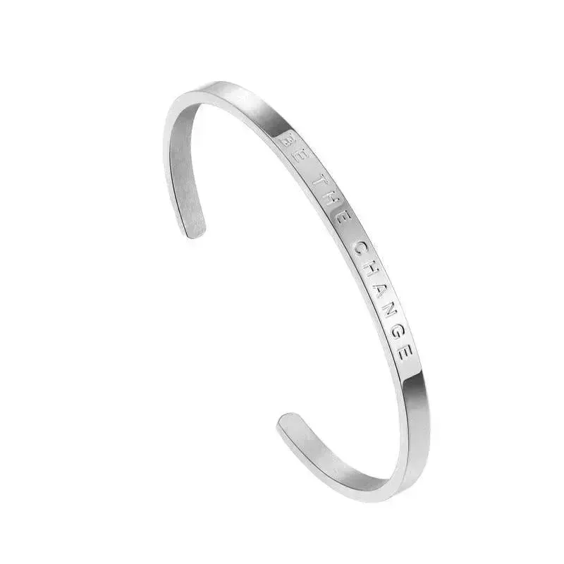 Titanium Steel Open-end Engraved  Fashion Bracelet for Women