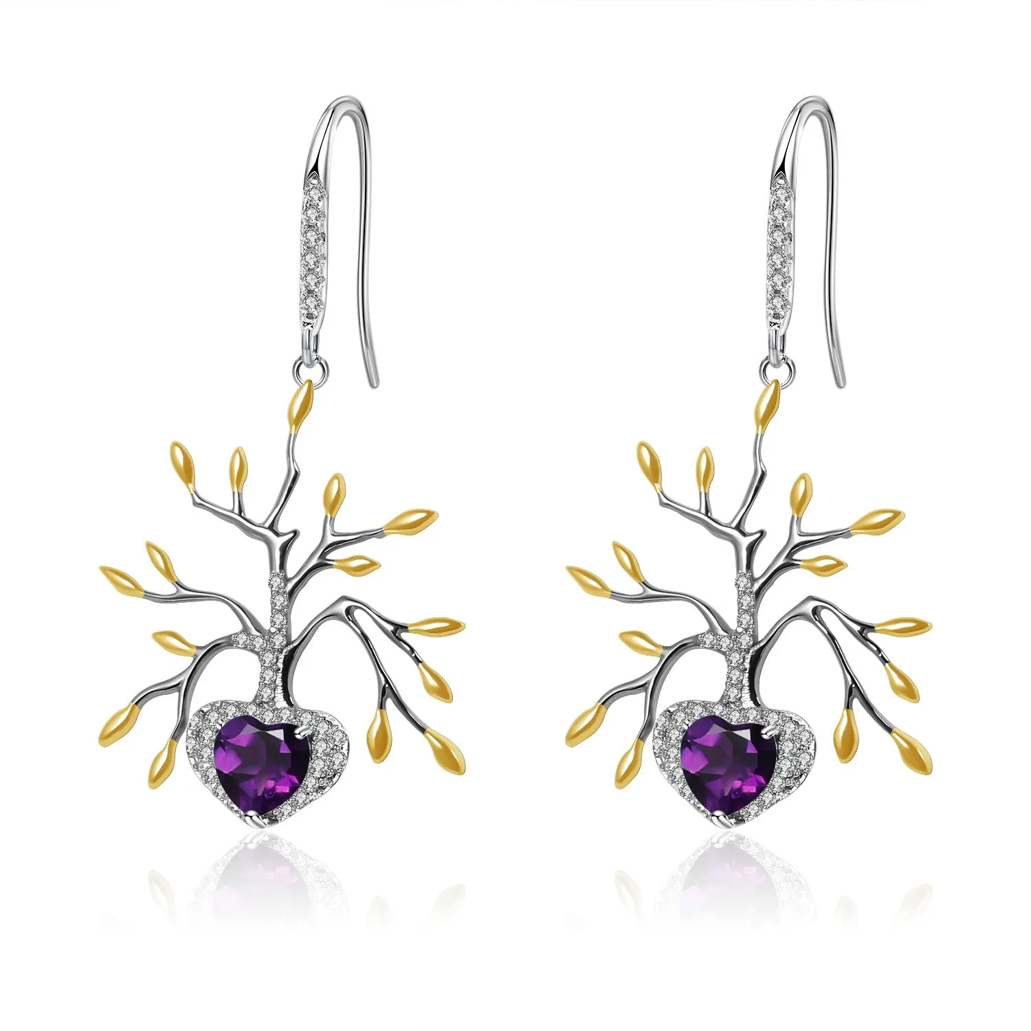 Tree of Life Silver Drop Earrings for Women