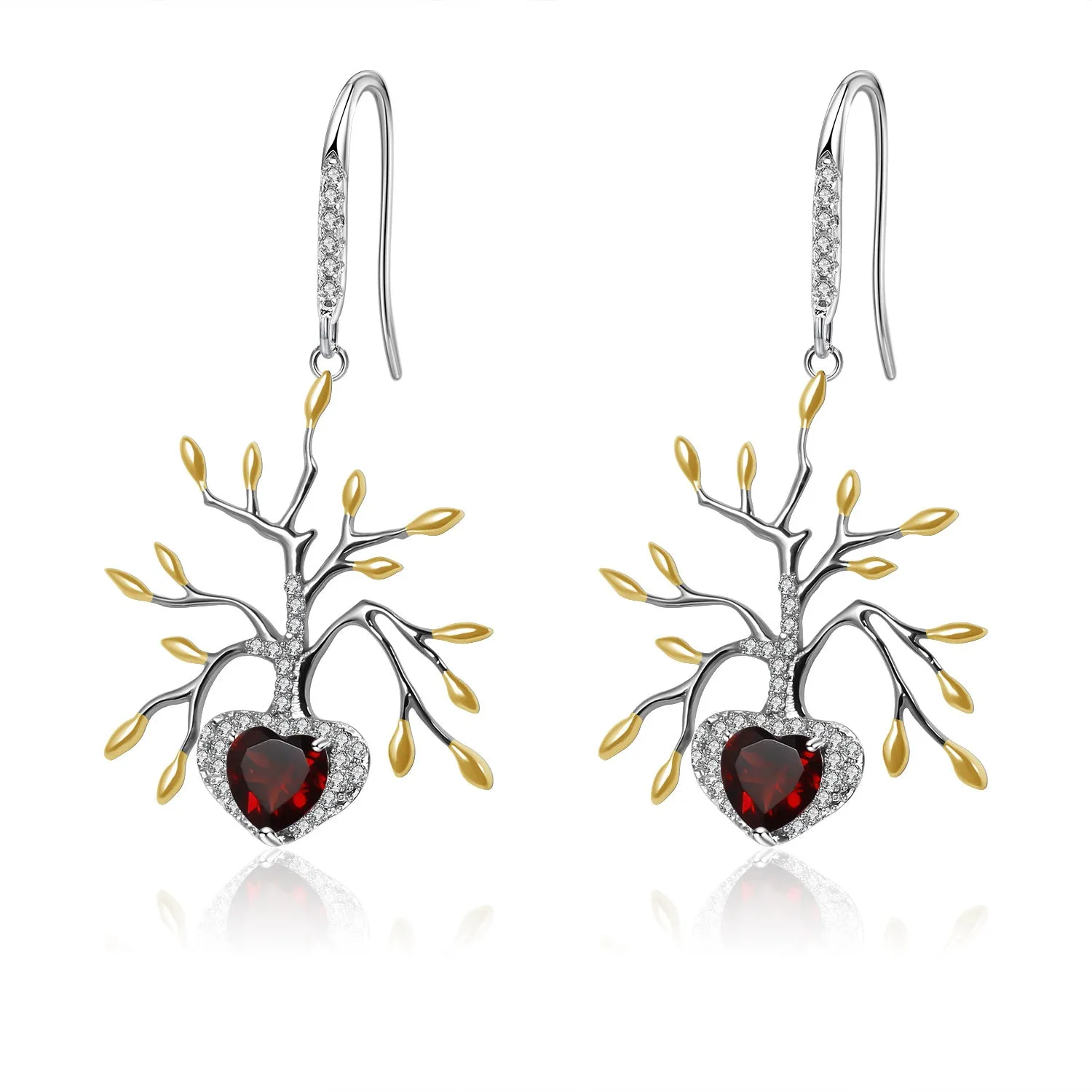 Tree of Life Silver Drop Earrings for Women