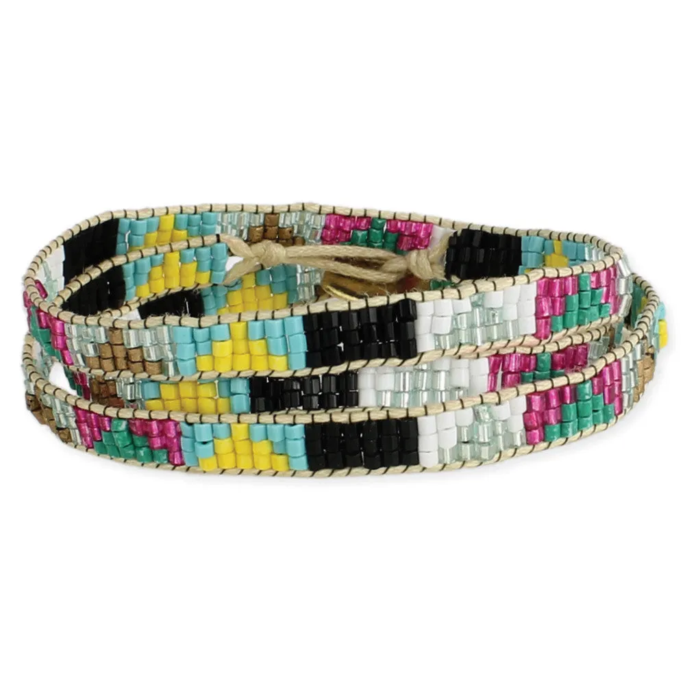 Triangle Design Beaded Wrap Bracelet