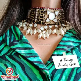 Tribal Choker Necklace With Dangling Beads