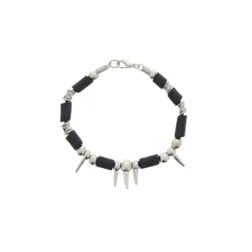 Triple Silver Spike & Ball with Black Bar Bracelet