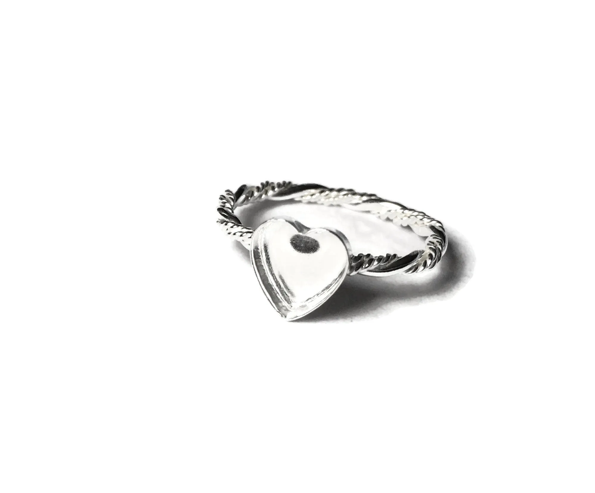 Triple Twist Heart Bezel Blank Ring | Sterling Silver Ring Blank 8mm, 12mm, 16mm