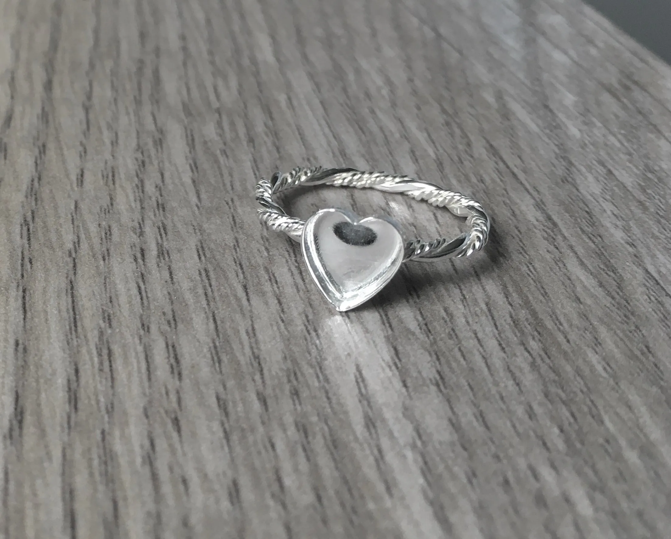 Triple Twist Heart Bezel Blank Ring | Sterling Silver Ring Blank 8mm, 12mm, 16mm