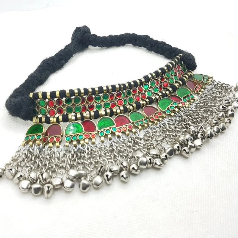 Turkmen Handmade Tribal Choker With Glass Stones