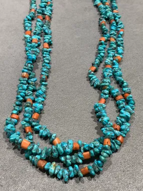 Turquoise & Natural Mediterranean Coral Necklace