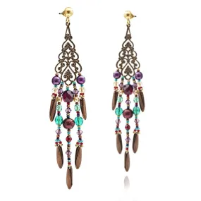 Turquoise & Purple Salome Chandalier Earrings