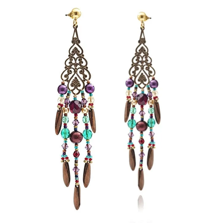 Turquoise & Purple Salome Chandalier Earrings