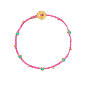 Turquoise Bezel Charms Bracelet in Magenta