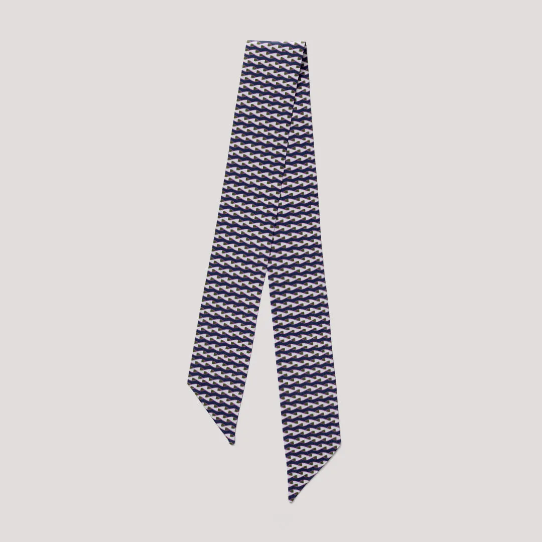 Twist Mini Scarf - Navy / Grey