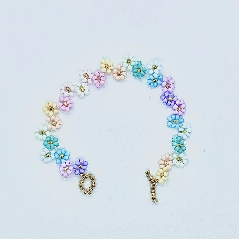 Us Handmade "Icecream Macaron Daisy" Custom Seed Bead Bracelet Gift Women Girls