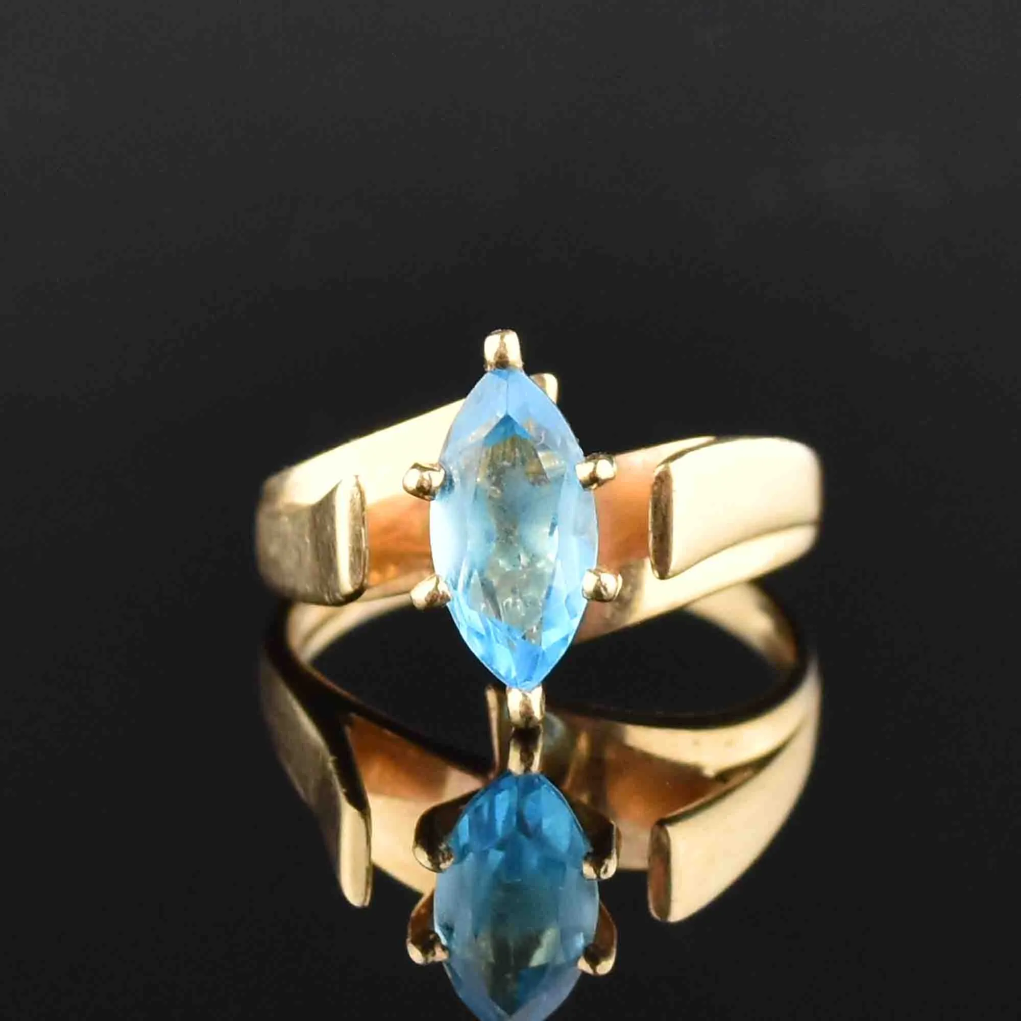 Vintage 10K Blue Topaz Engagement Ring