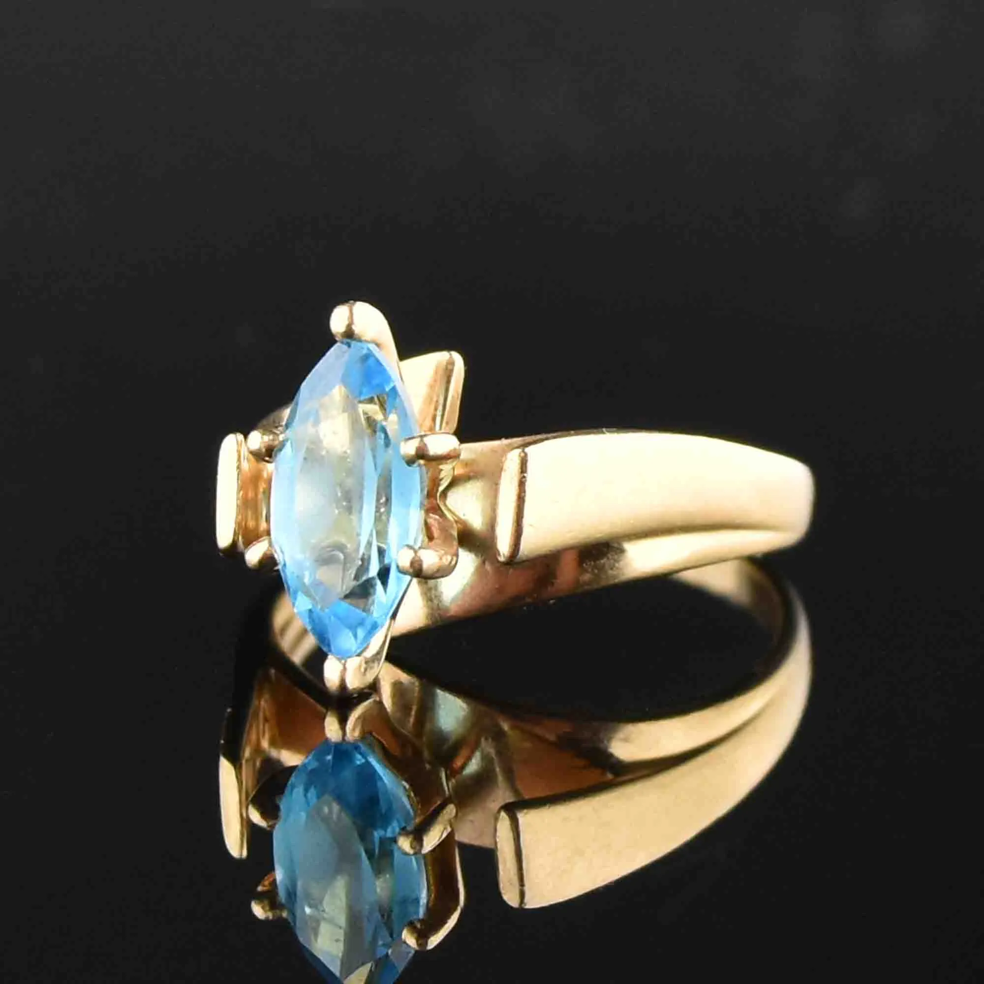 Vintage 10K Blue Topaz Engagement Ring