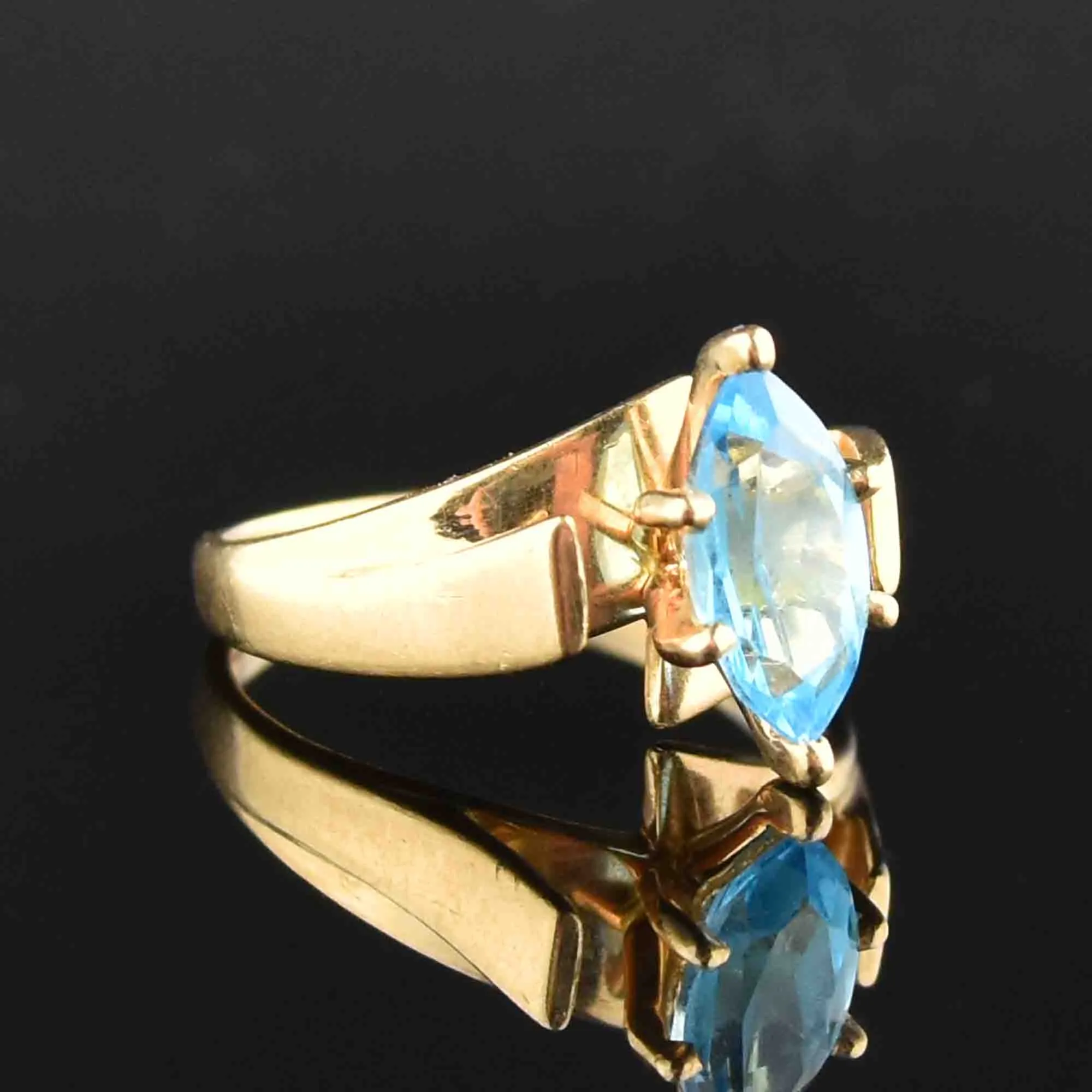 Vintage 10K Blue Topaz Engagement Ring