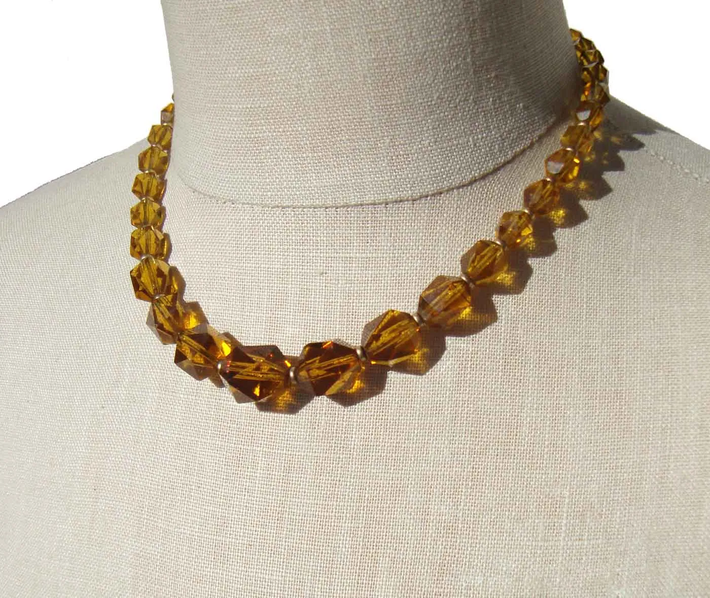 Vintage 30s Topaz Crystal Necklace Bohemian Czech Deco Choker