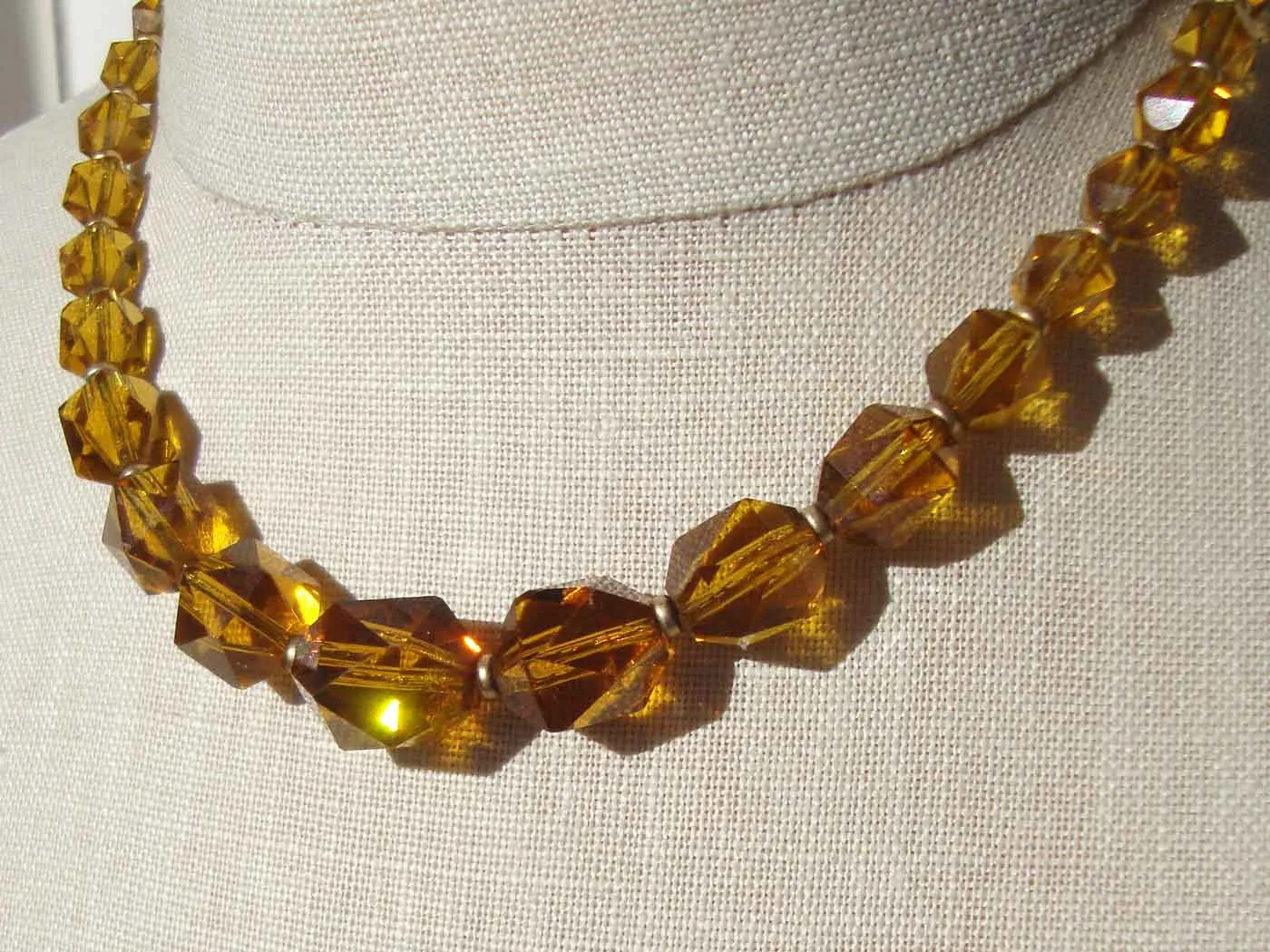 Vintage 30s Topaz Crystal Necklace Bohemian Czech Deco Choker