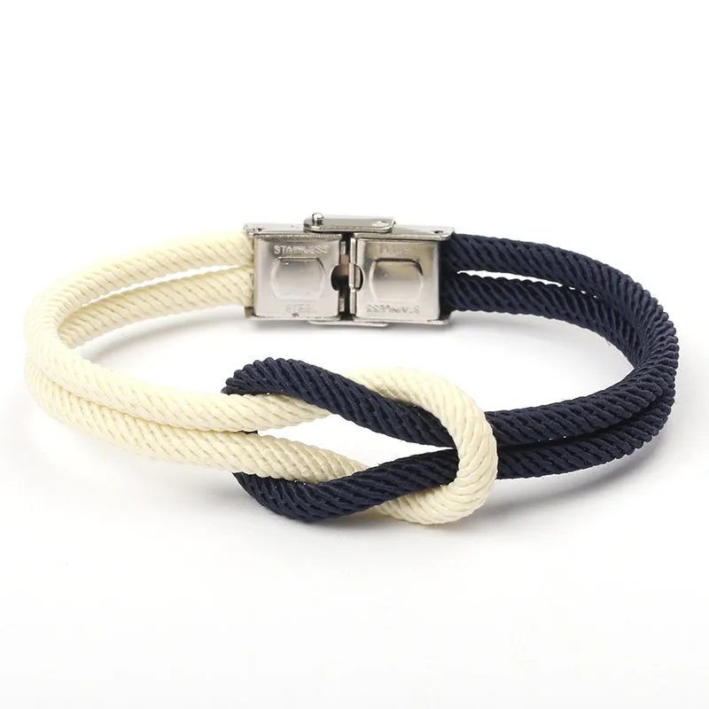 Vintage Anchor Handmade Diy Woven Bracelet Stainless Steel Mens Bracelets