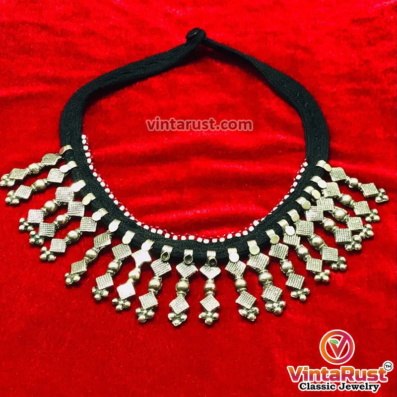 Vintage Boho Silver Spike Choker Necklace