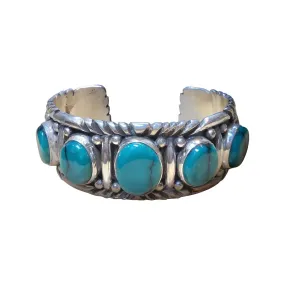 Vintage Navajo Green Turquoise Sterling Silver Cuff Bracelet