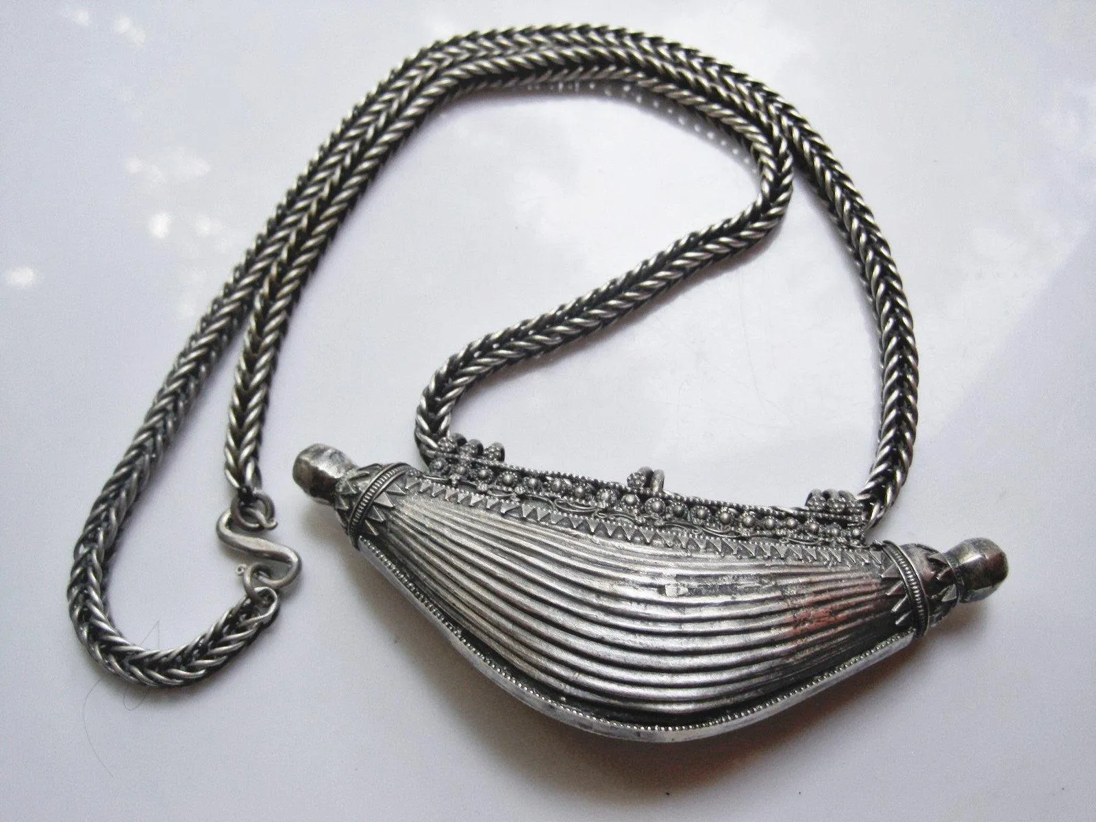 Vintage Silver Indian Amulet Necklace