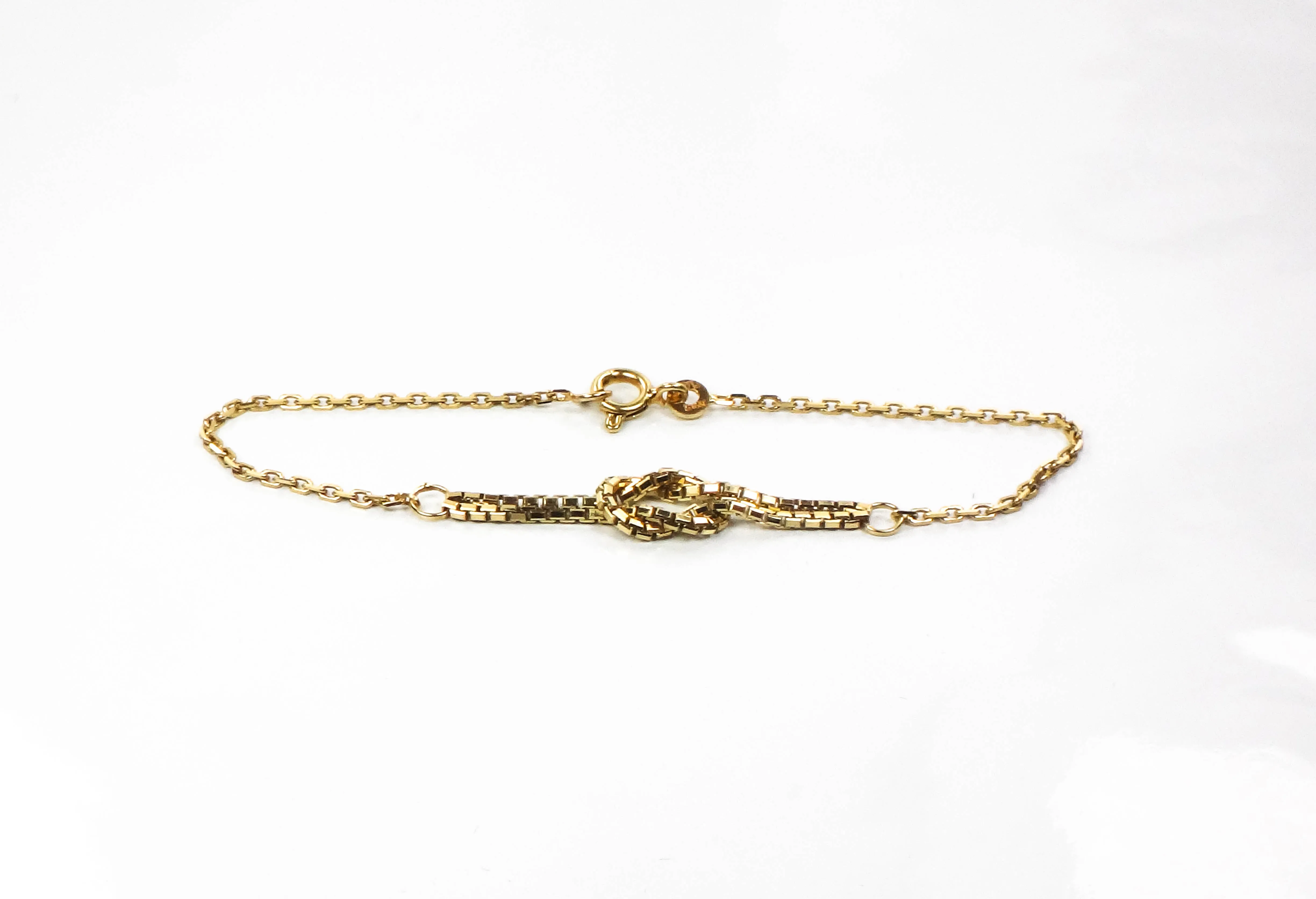 Vintage Solid 14k Yellow Gold Lovers Knot Bracelet 7"