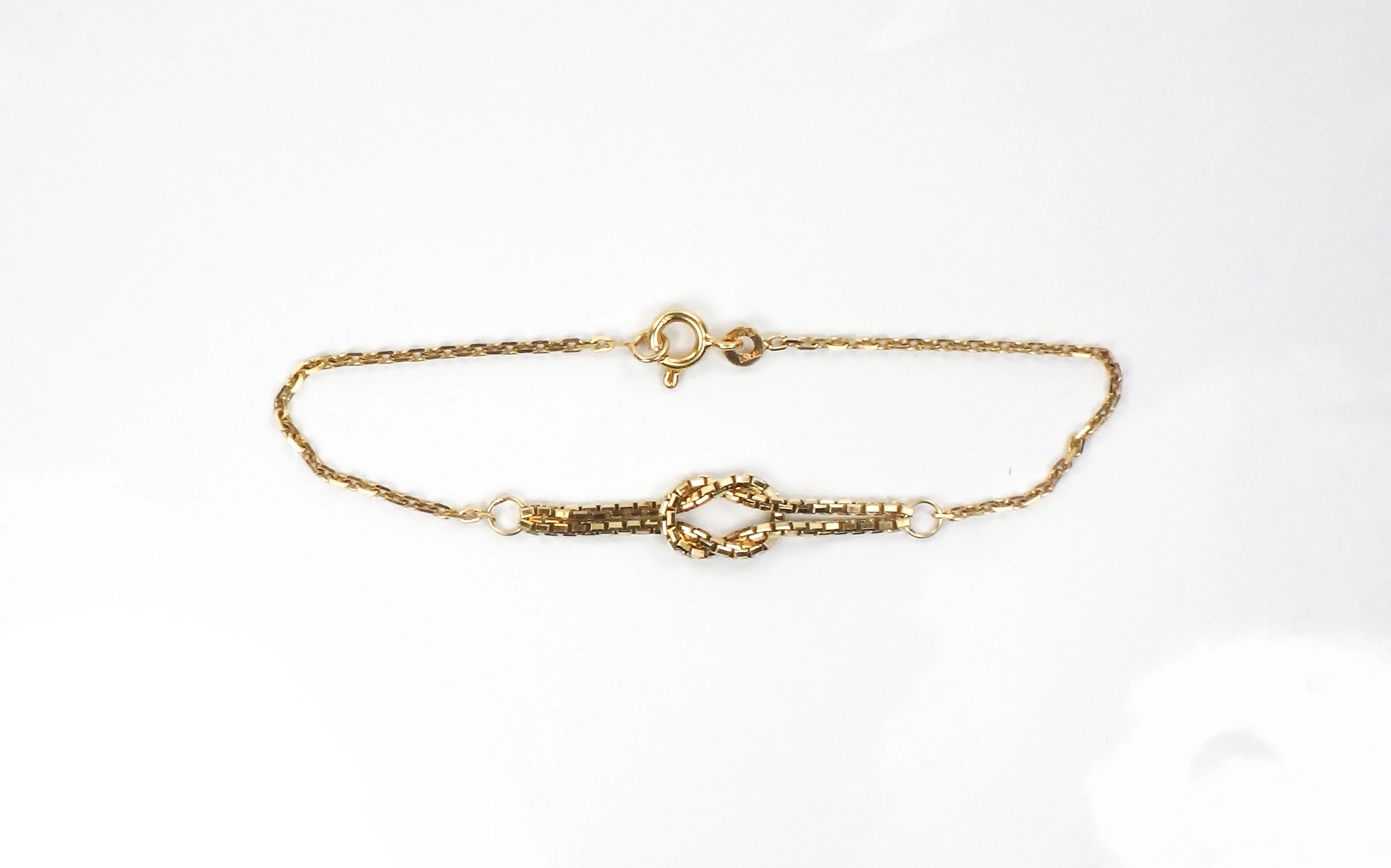 Vintage Solid 14k Yellow Gold Lovers Knot Bracelet 7"