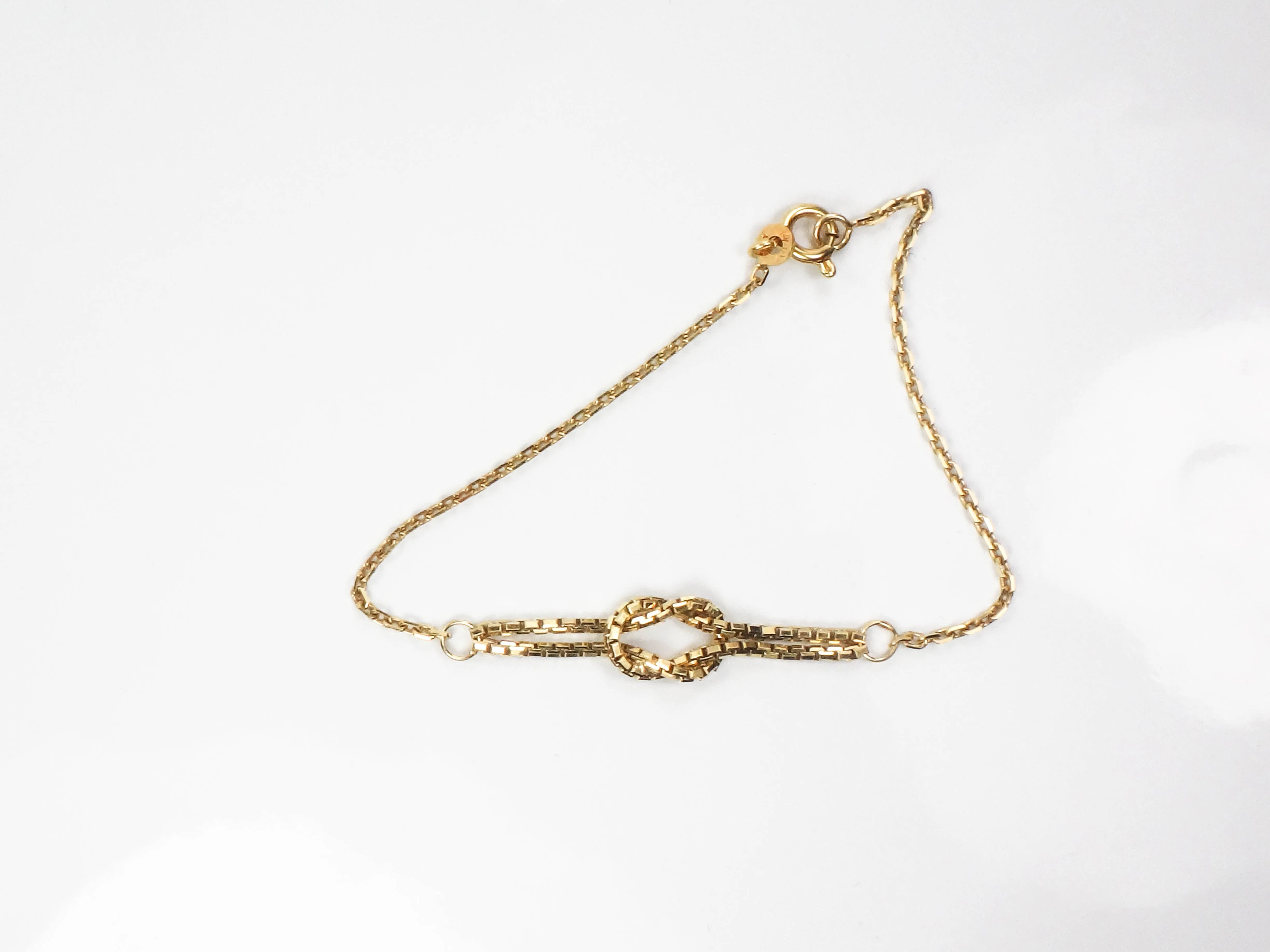 Vintage Solid 14k Yellow Gold Lovers Knot Bracelet 7"